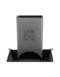 Fold Up Leather Dice Tower Black