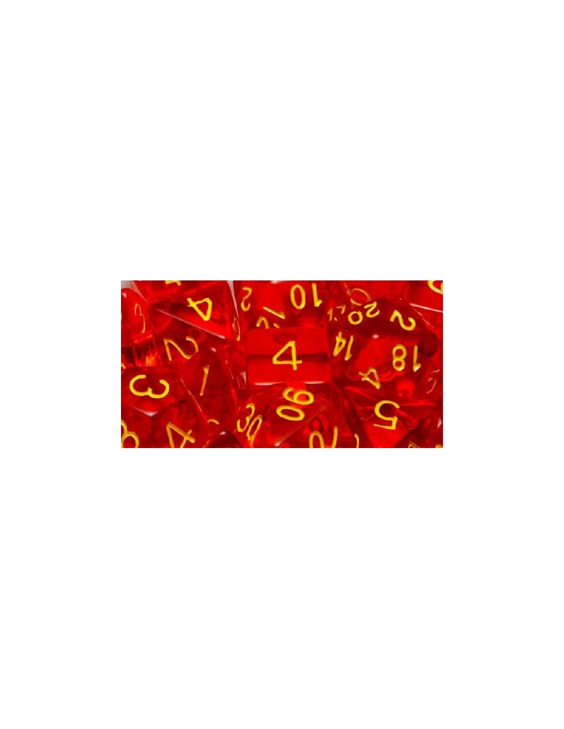 Polyhydral Diceset - 7 Dice: Translucent Red With Yellow Numbers 3 Polyhydral Diceset - 7 Dice: Translucent Red With Yellow Numbers