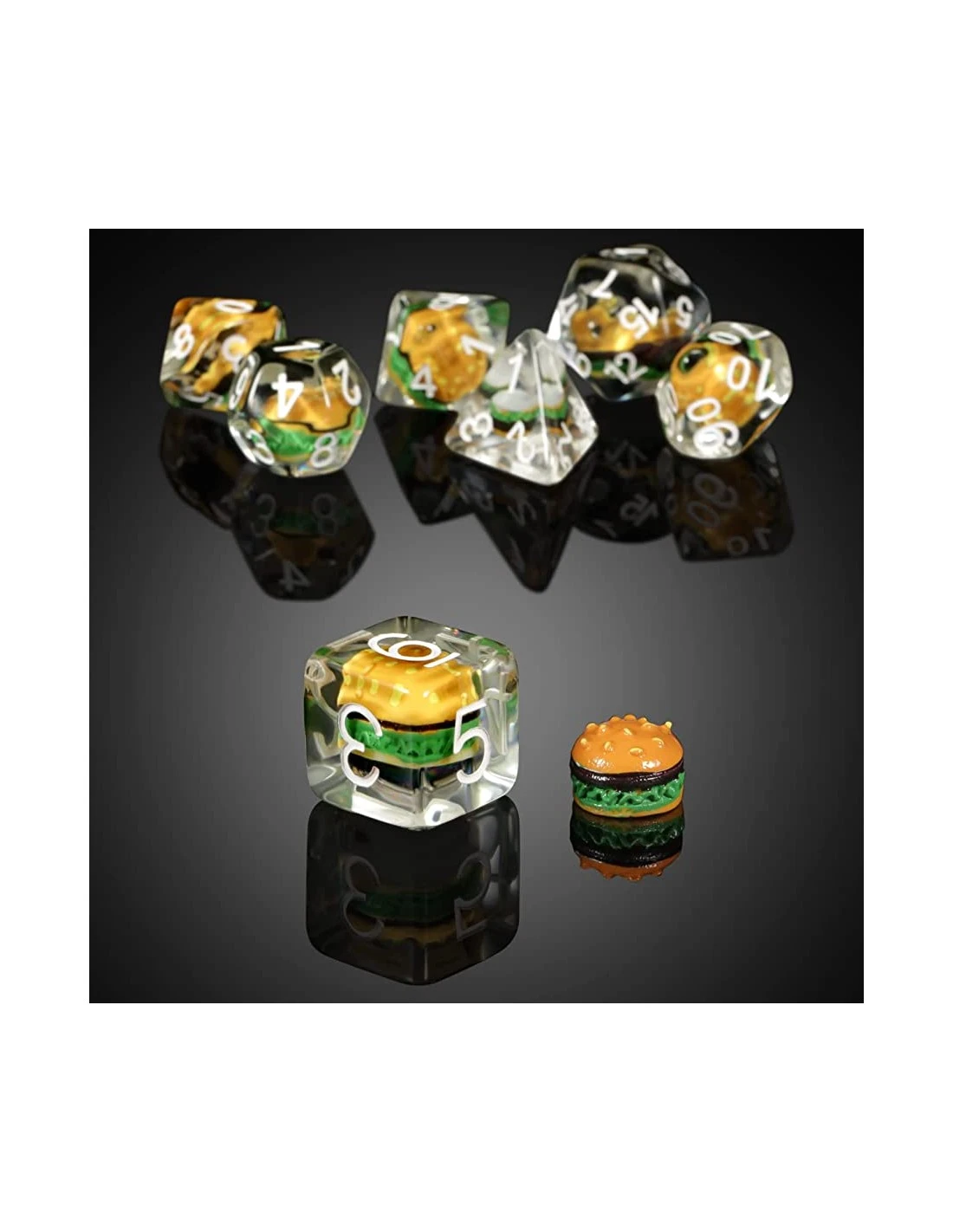 Resin Dice Set (7) Hamburger 3 Resin Dice Set (7) Hamburger