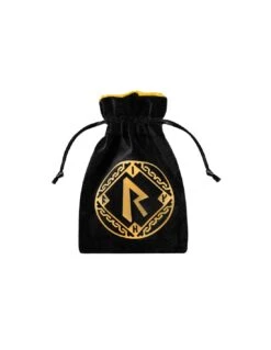 Runic Black & Golden Velour Dice Bag