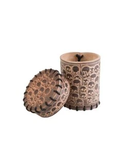 Skully Beige Leather Dice Cup